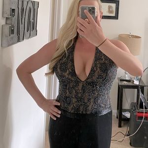 Black beaded Jovani Jumpsuit